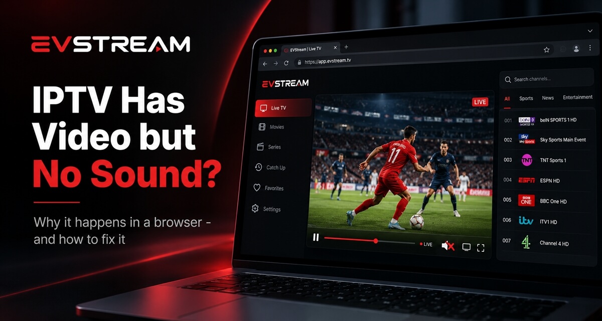 IPTV stream playing video with no sound in a web browser